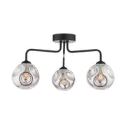 Feya 3/5Light Semi Flush Light-  Matt Black / Antique Bronze w Amber& Smoked Glass Finishes