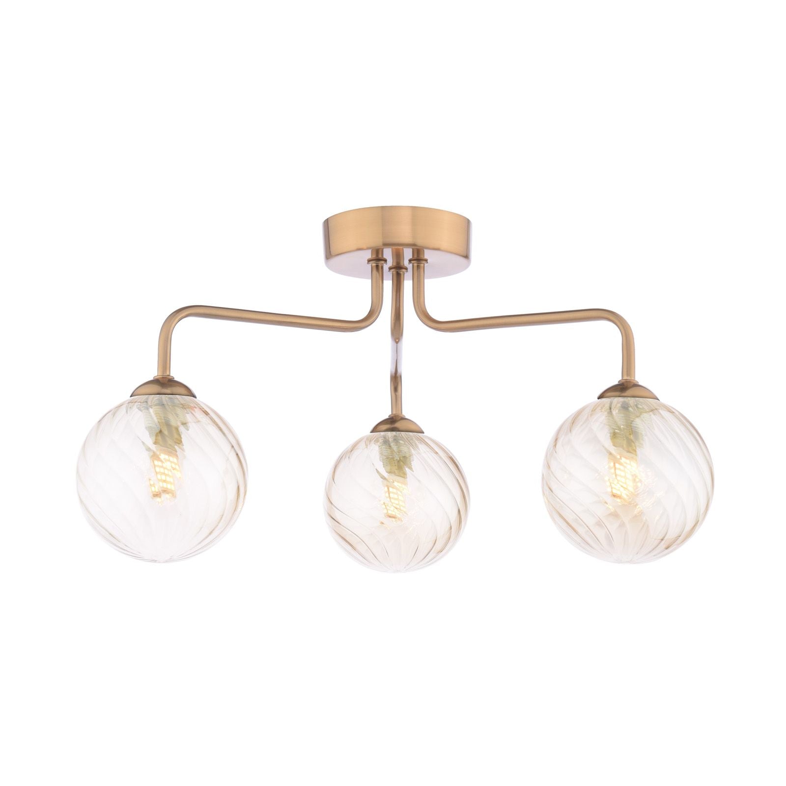 Feya 3/5Light Semi Flush Light-  Matt Black / Antique Bronze w Amber& Smoked Glass Finishes
