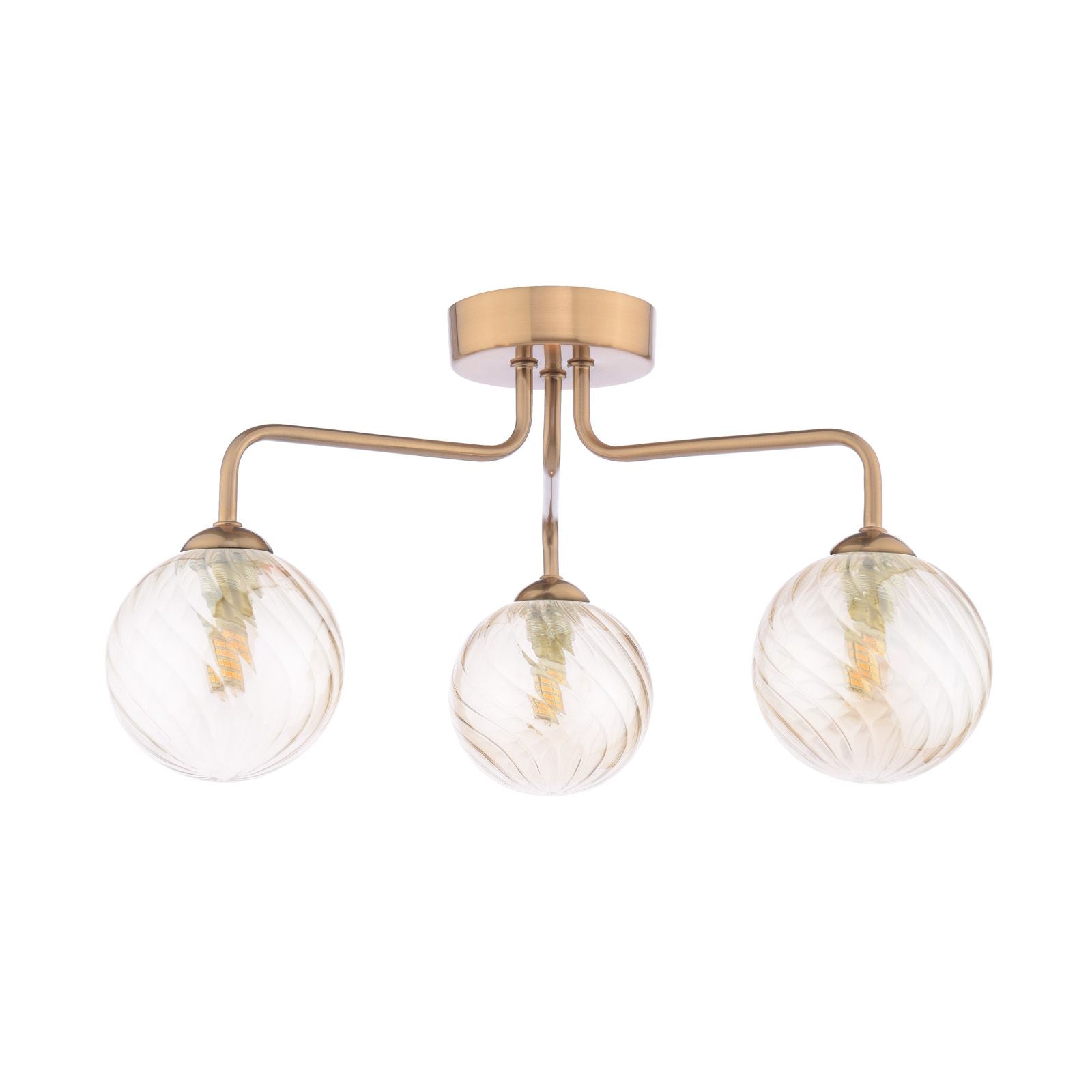 Feya 3/5Light Semi Flush Light-  Matt Black / Antique Bronze w Amber& Smoked Glass Finishes