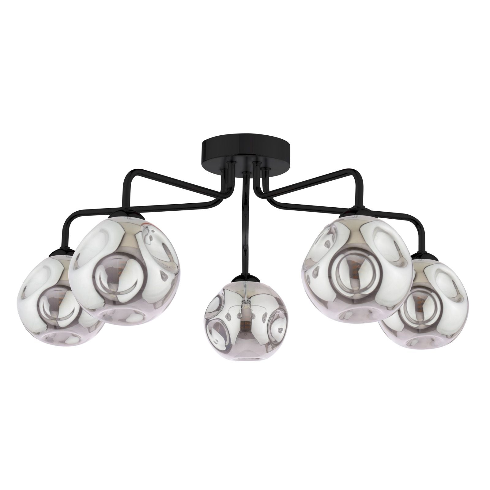 Feya 3/5Light Semi Flush Light-  Matt Black / Antique Bronze w Amber& Smoked Glass Finishes