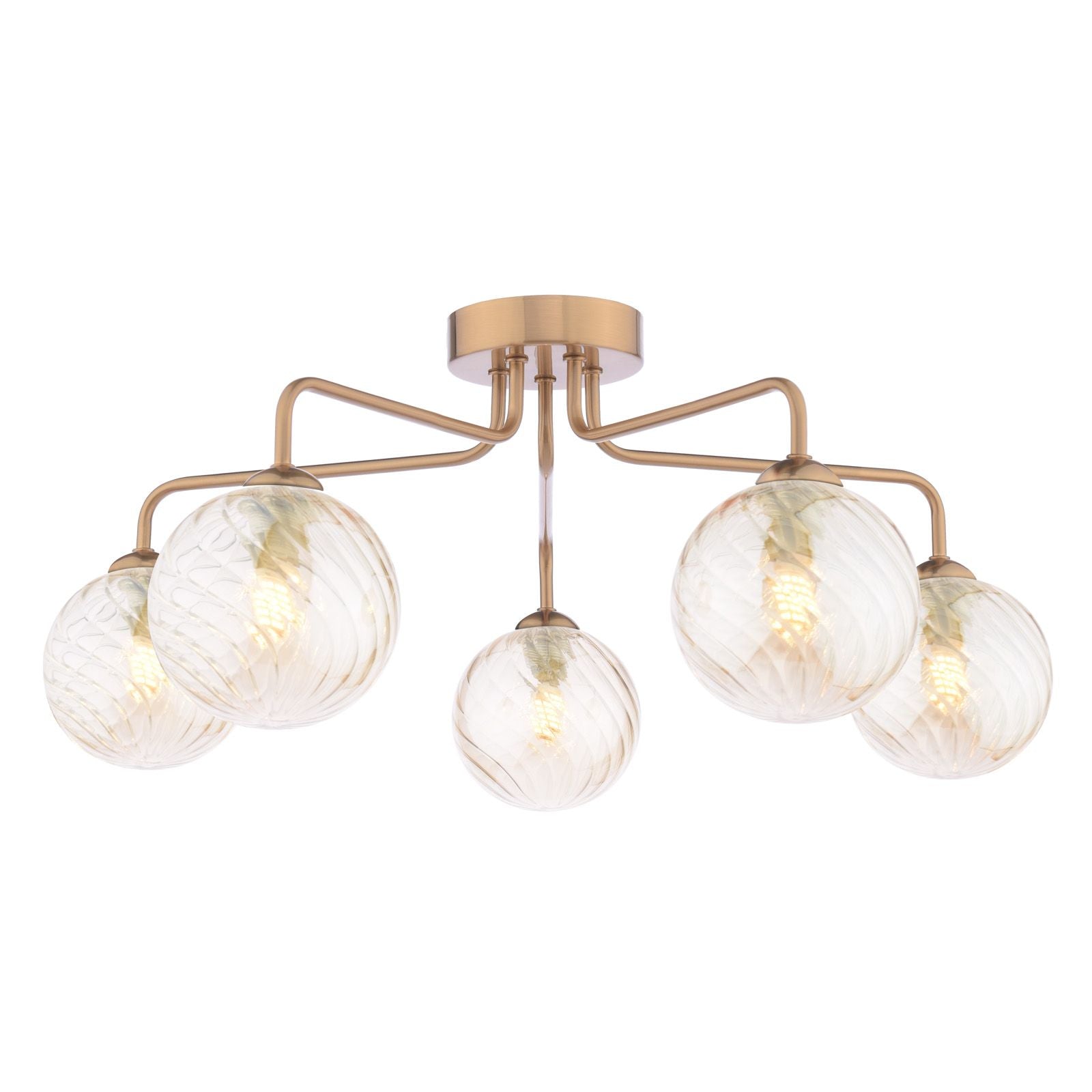 Feya 3/5Light Semi Flush Light-  Matt Black / Antique Bronze w Amber& Smoked Glass Finishes
