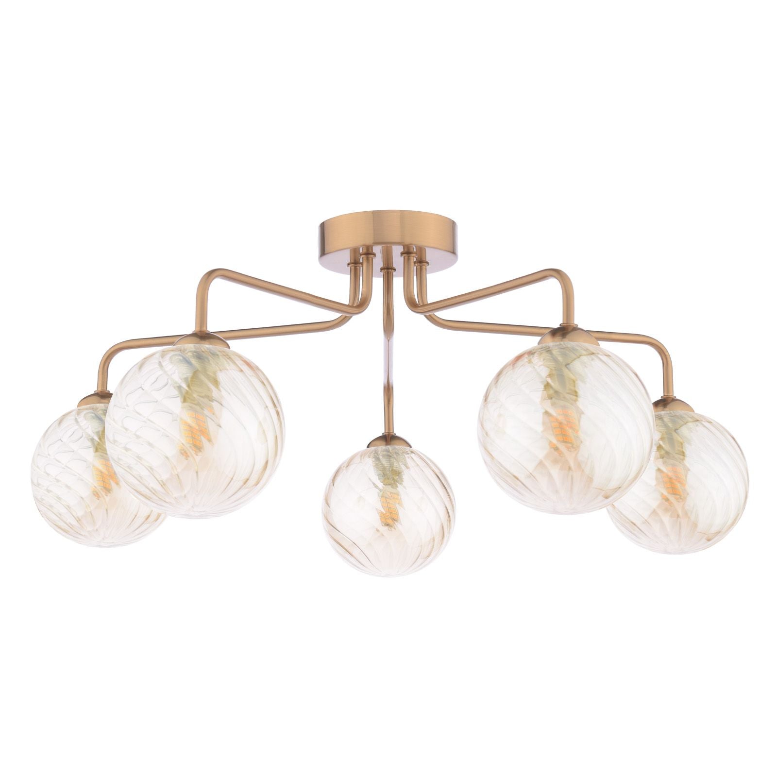 Feya 3/5Light Semi Flush Light-  Matt Black / Antique Bronze w Amber& Smoked Glass Finishes