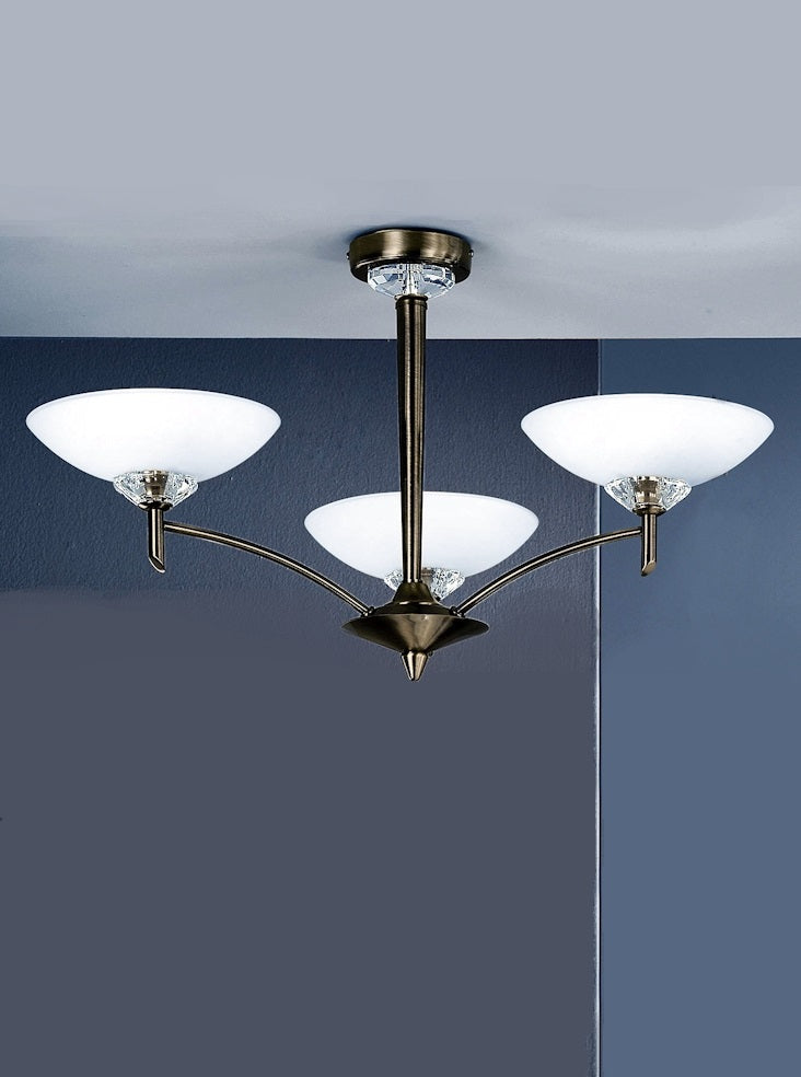 Negroni 3/5Lt Chandelier/Semi Flush Ceiling Light - Chrome/Bronze Finish