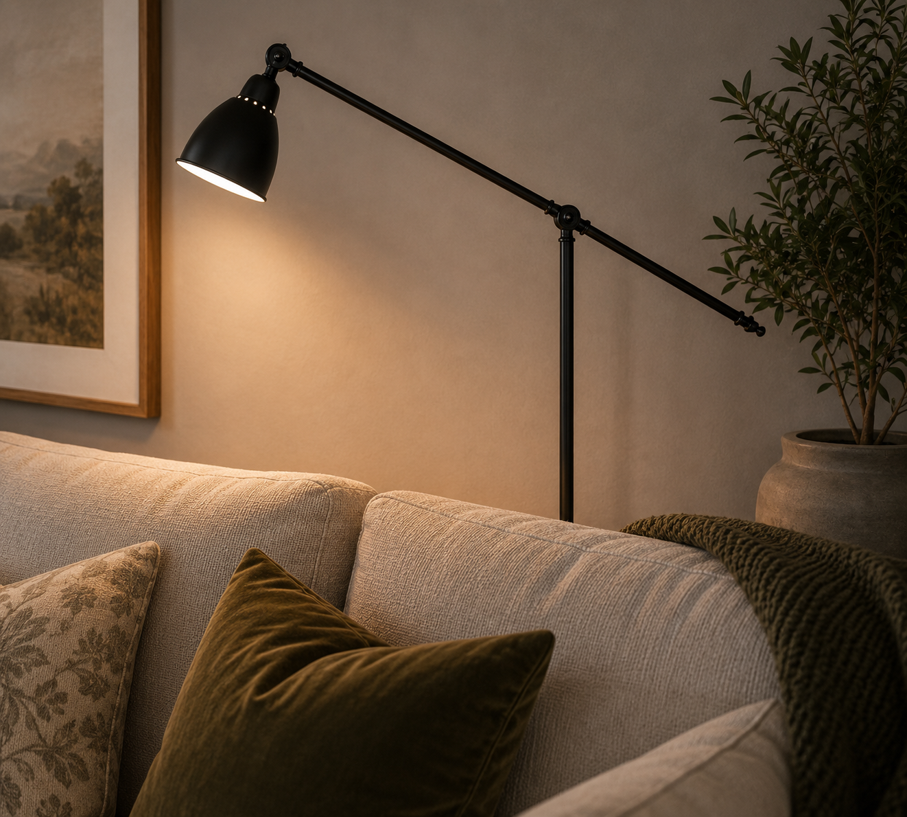 Praie Task Floor Lamp- Brass/ Black
