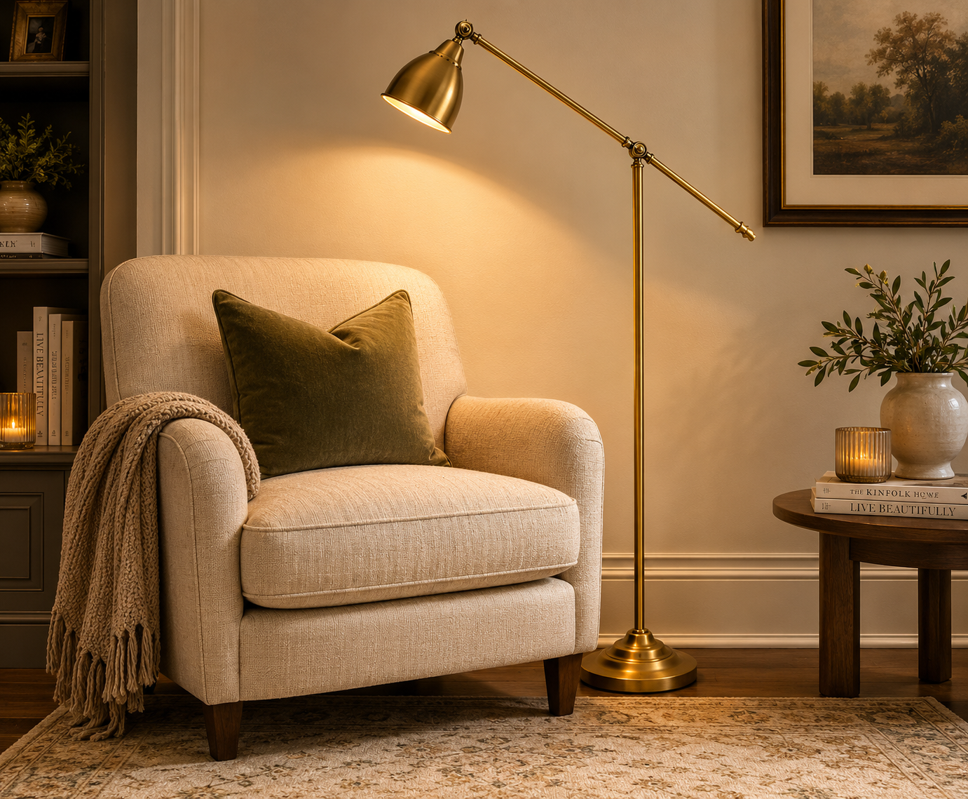 Praie Task Floor Lamp- Brass/ Black