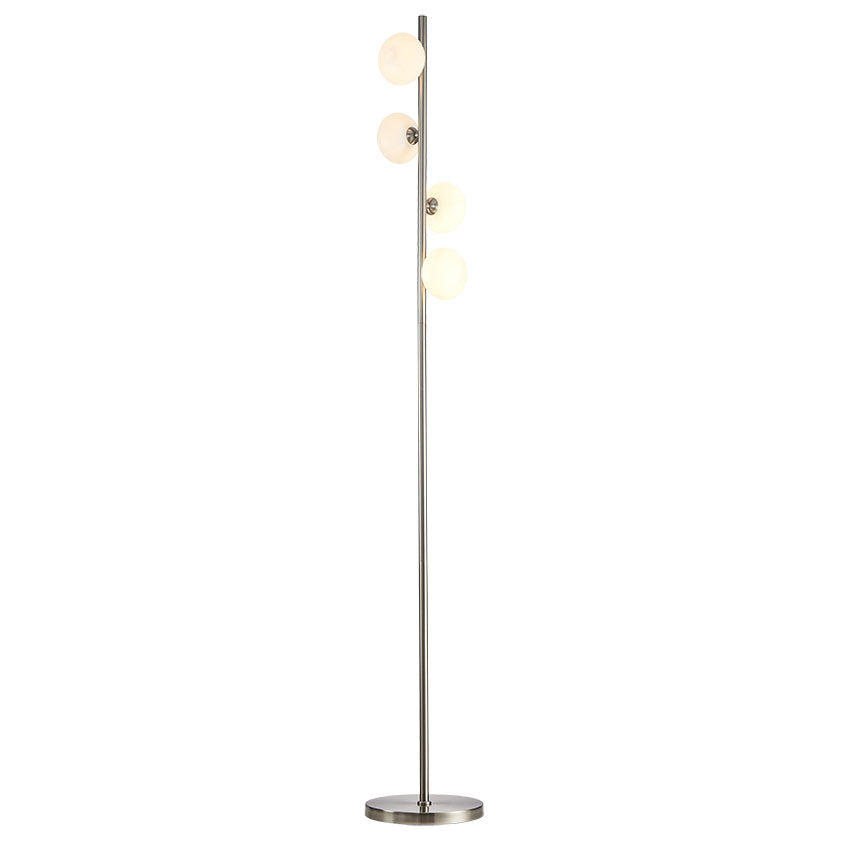 Kosmo Floor Lamp- Satin Nickel w/ Opal Glass