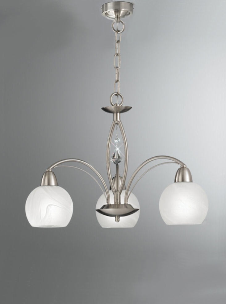 Athena 3/5Lt Chandelier/Flush Light - Satin Nickel/Bronze Finish