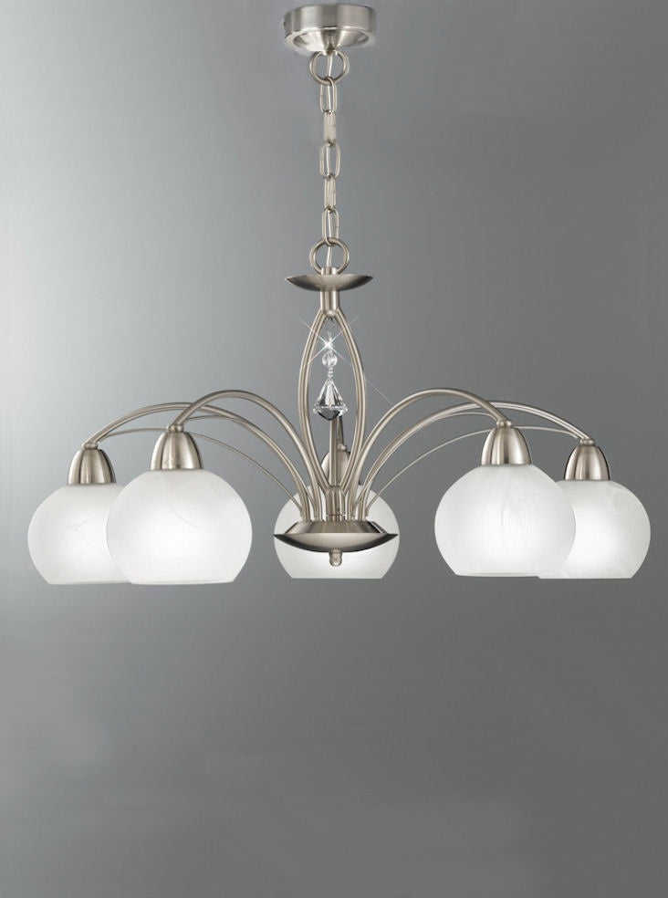 Athena 3/5Lt Chandelier/Flush Light - Satin Nickel/Bronze Finish