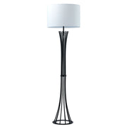 Juliet Floor Lamp Matt Black & Champagne Finish w/ Biege Linen Shade