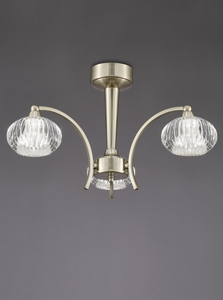 Ripley 3/5Lt Ceiling Flush - Satin Nickel/Bronze Finish