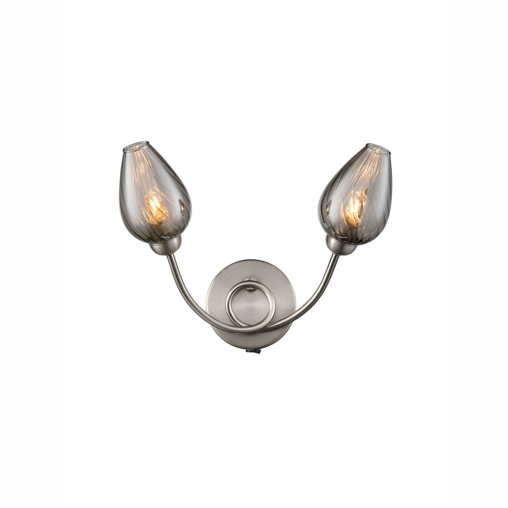 Tulip 2Lt Indoor Double Wall Light - Satin Nickel