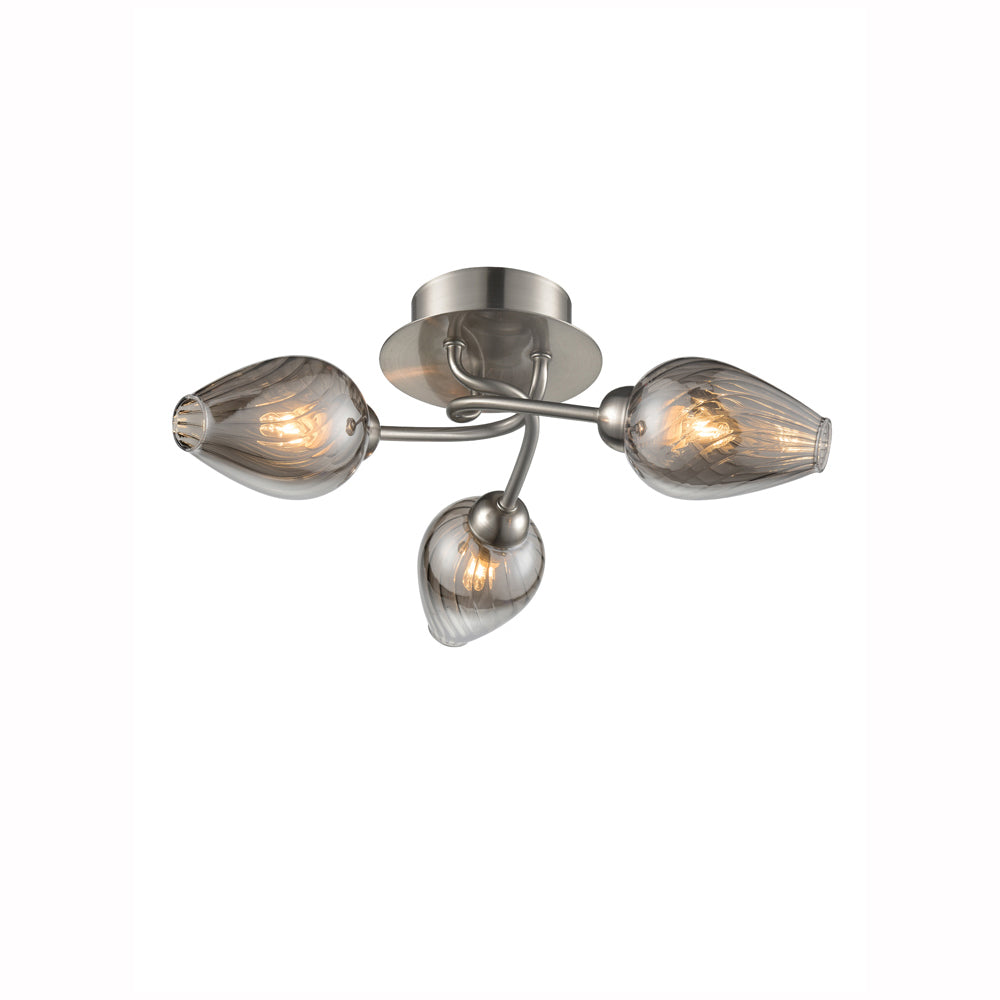 Tulip 3Lt Indoor Semi Flush Ceiling Light - Satin Nickel