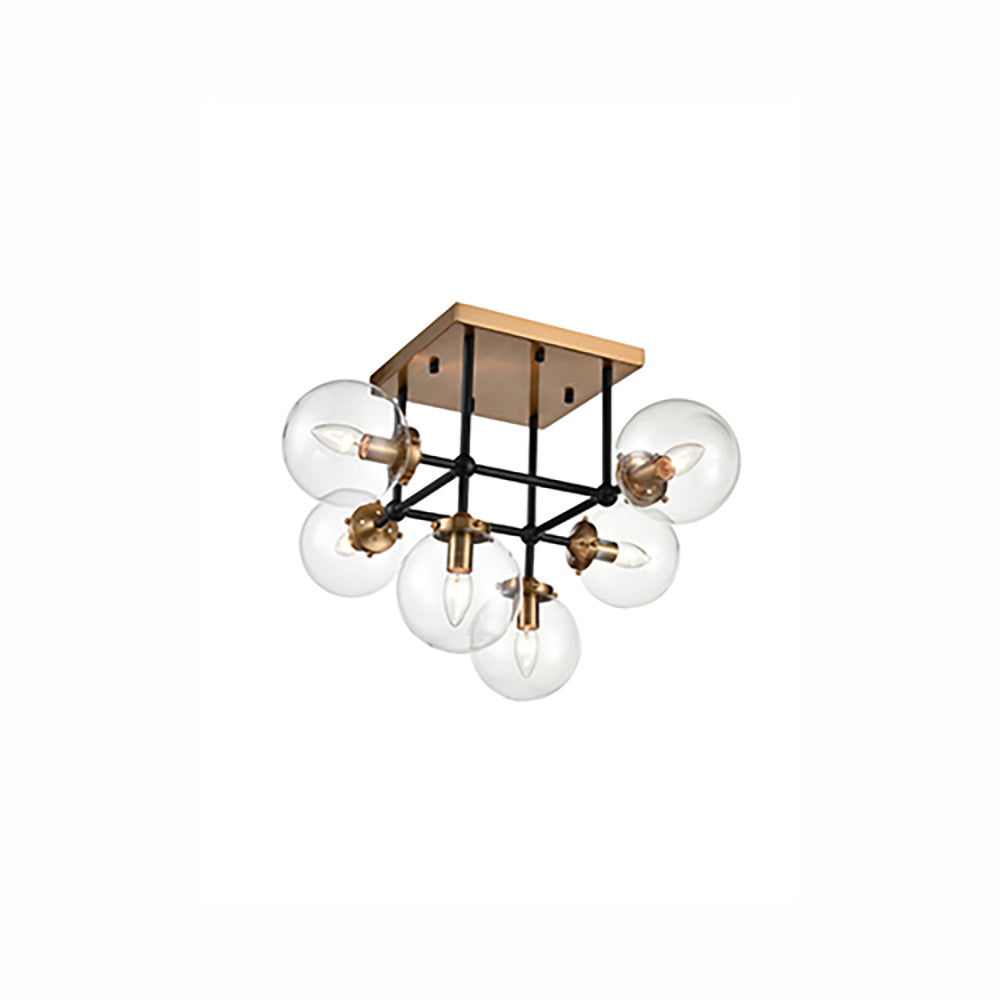 Refraction 6/8Lt Semi Flush Ceiling Light - Black & Gold Finish