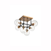 Refraction 6/8Lt Semi Flush Ceiling Light - Black & Gold Finish