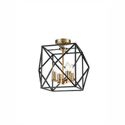 Angelo 4 light LED Pendant/Flush Conversion Cage Fitting - Black & Gold Finish
