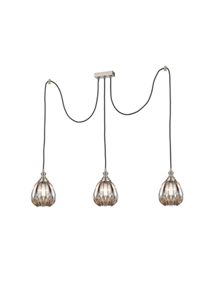 Dante 3Lt Cluster Light - Satin Nickel/Bronze Finish