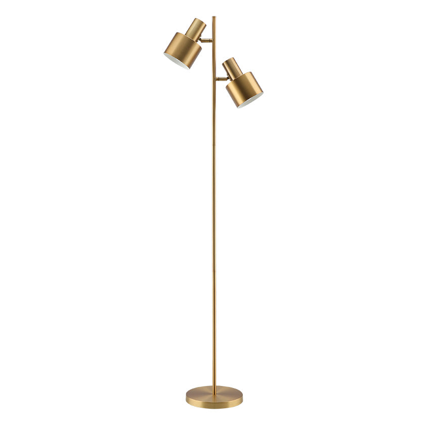 Depuley 2-Head Floor Lamp- Black/ Brushed Brass