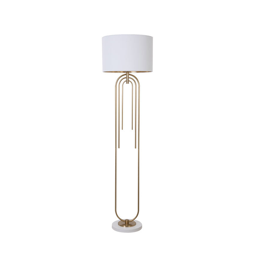 Roberta Floor Lamp Matt Brass with White & Black Finish