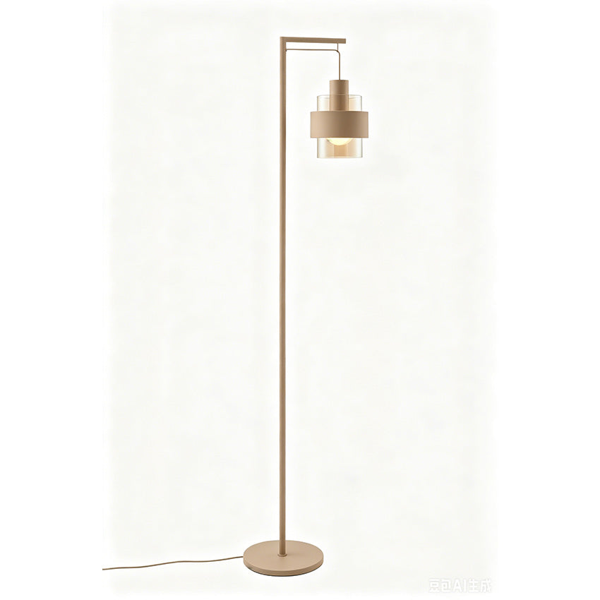 Mela Floor Lamp E27-   Beige, Brass & Amber/Brass & Smoke