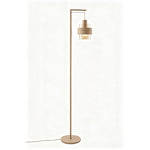 Mela Floor Lamp E27-   Beige, Brass & Amber/Brass & Smoke