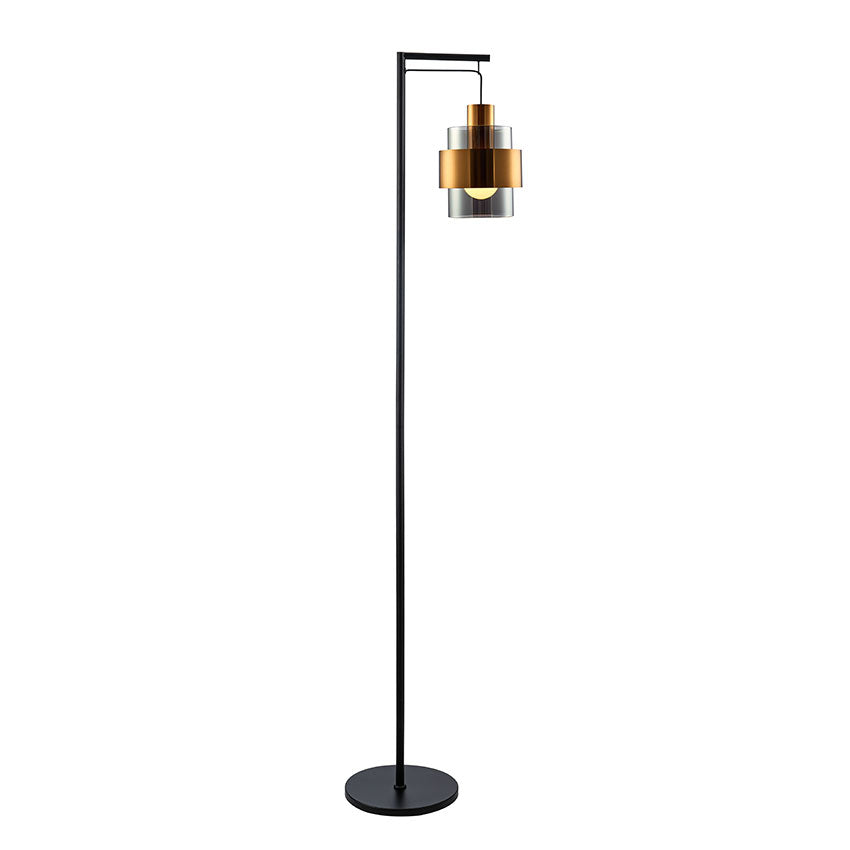 Mela Floor Lamp E27 Brass & Amber/Brass & Smoke