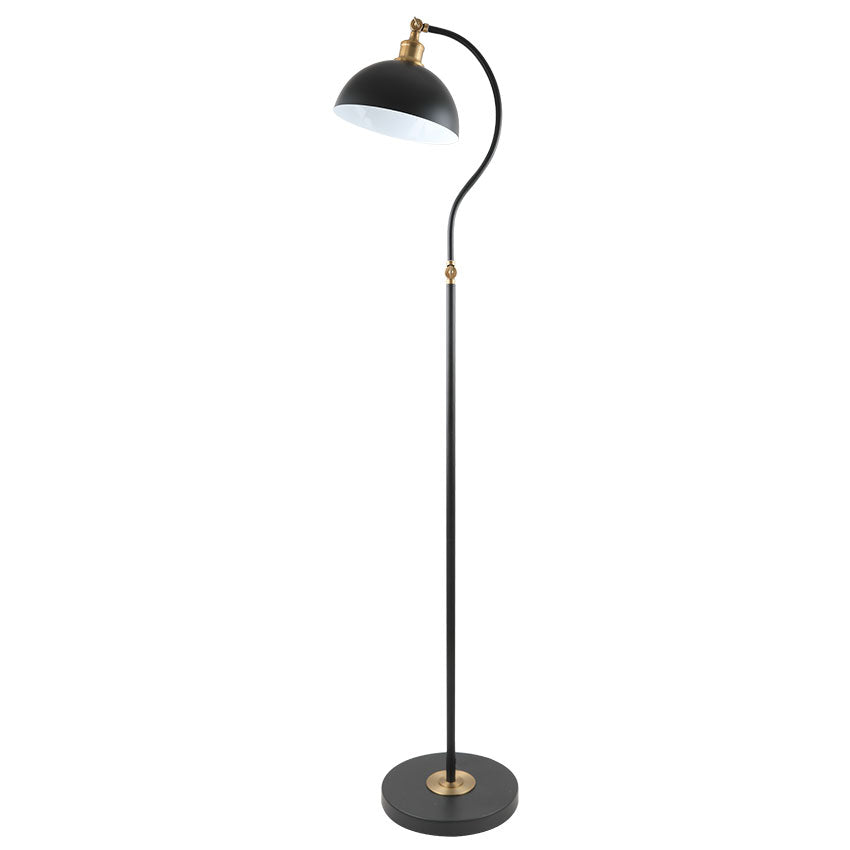 Swan Floor Lamp E27 Black & Satin Brass/Satin Brass