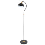 Swan Floor Lamp E27 Black & Satin Brass/Satin Brass