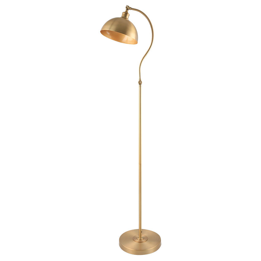 Swan Floor Lamp E27 Black & Satin Brass/Satin Brass