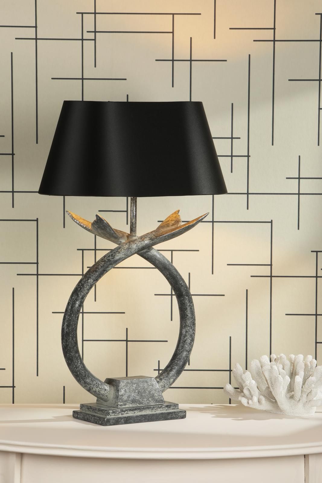 Fluke Table Lamp Base Only- Verdigris/Black Silver