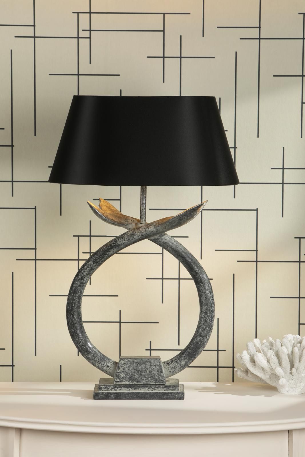 Fluke Table Lamp Base Only- Verdigris/Black Silver