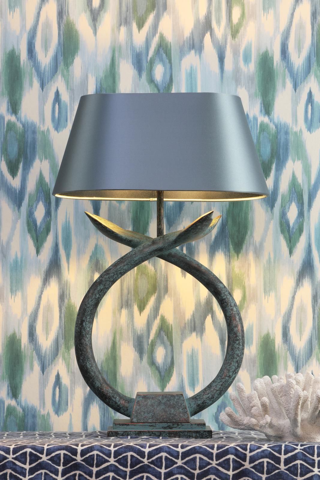 Fluke Table Lamp Base Only- Verdigris/Black Silver