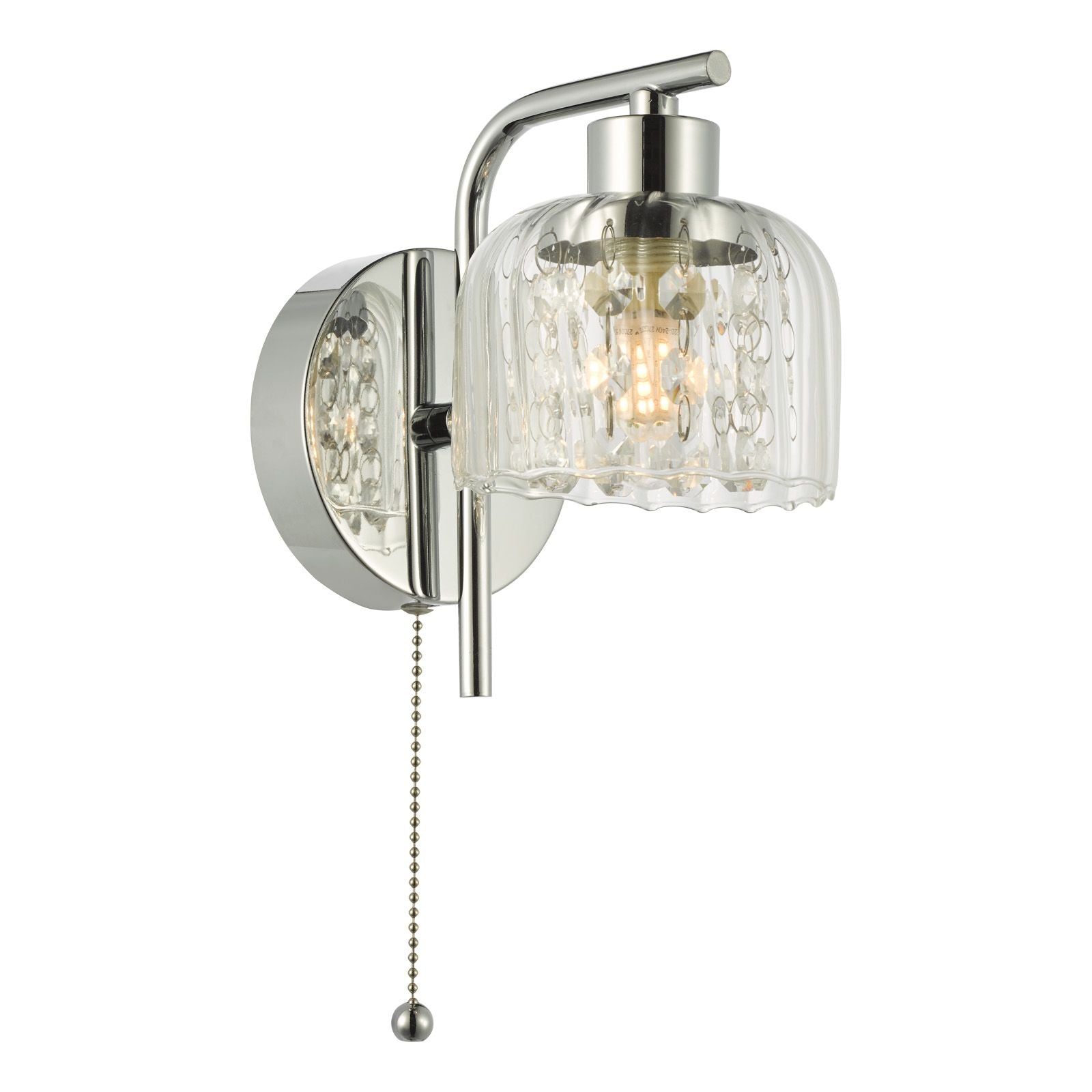 Forseti Bathroom Wall Light IP44 - Polished Chrome and Glass IP44