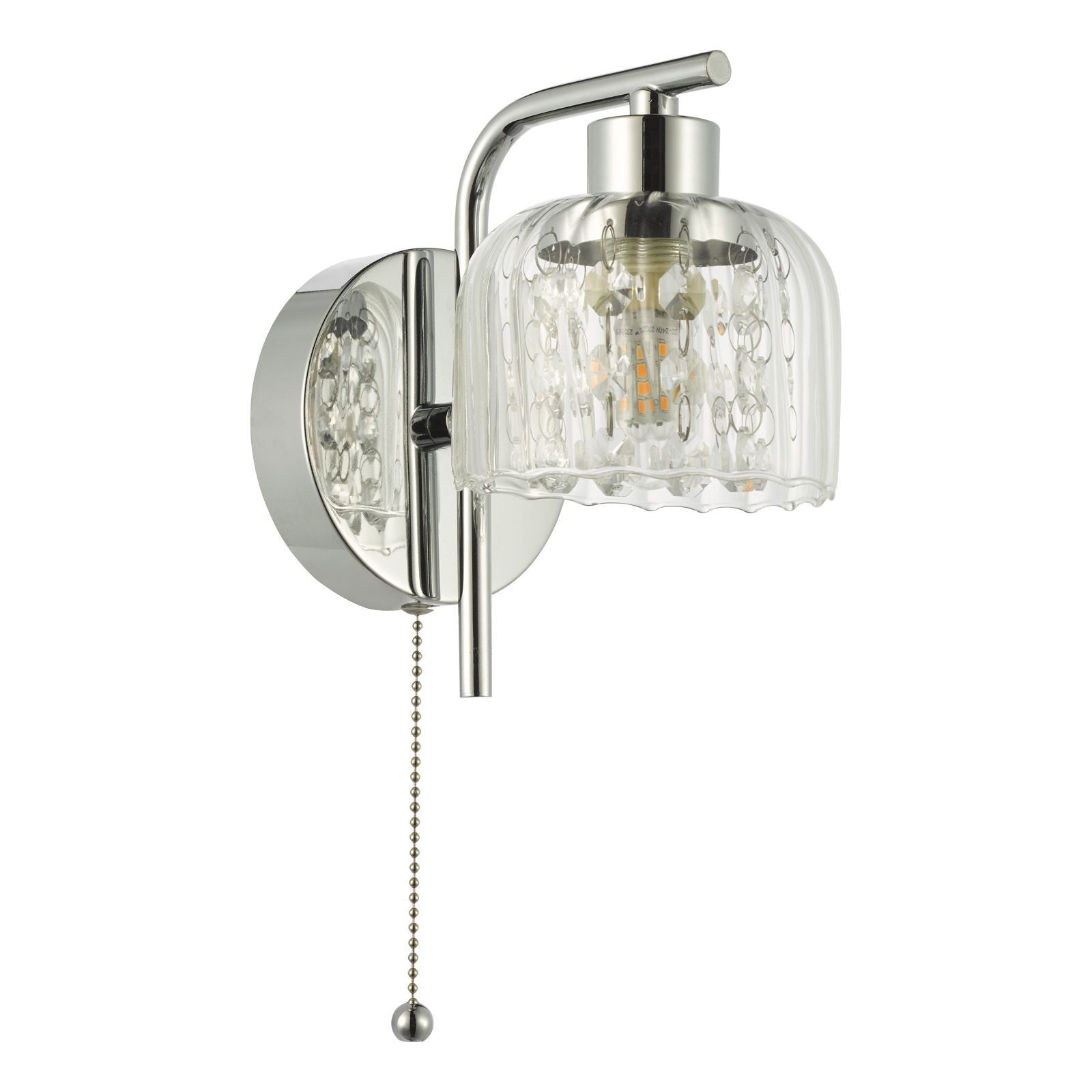Forseti Bathroom Wall Light IP44 - Polished Chrome and Glass IP44