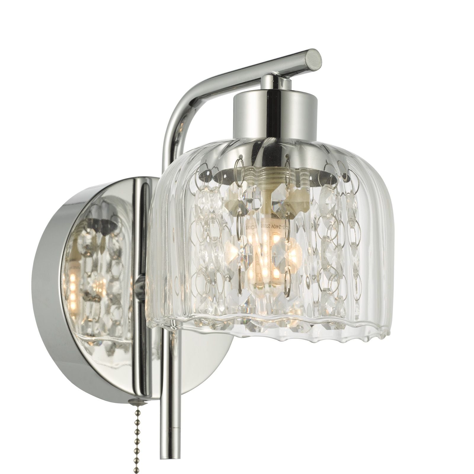 Forseti Bathroom Wall Light IP44 - Polished Chrome and Glass IP44