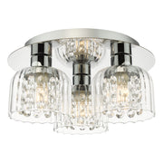 Forseti 3 Light Bathroom Flush Light IP44-  Polished Chrome and Glass