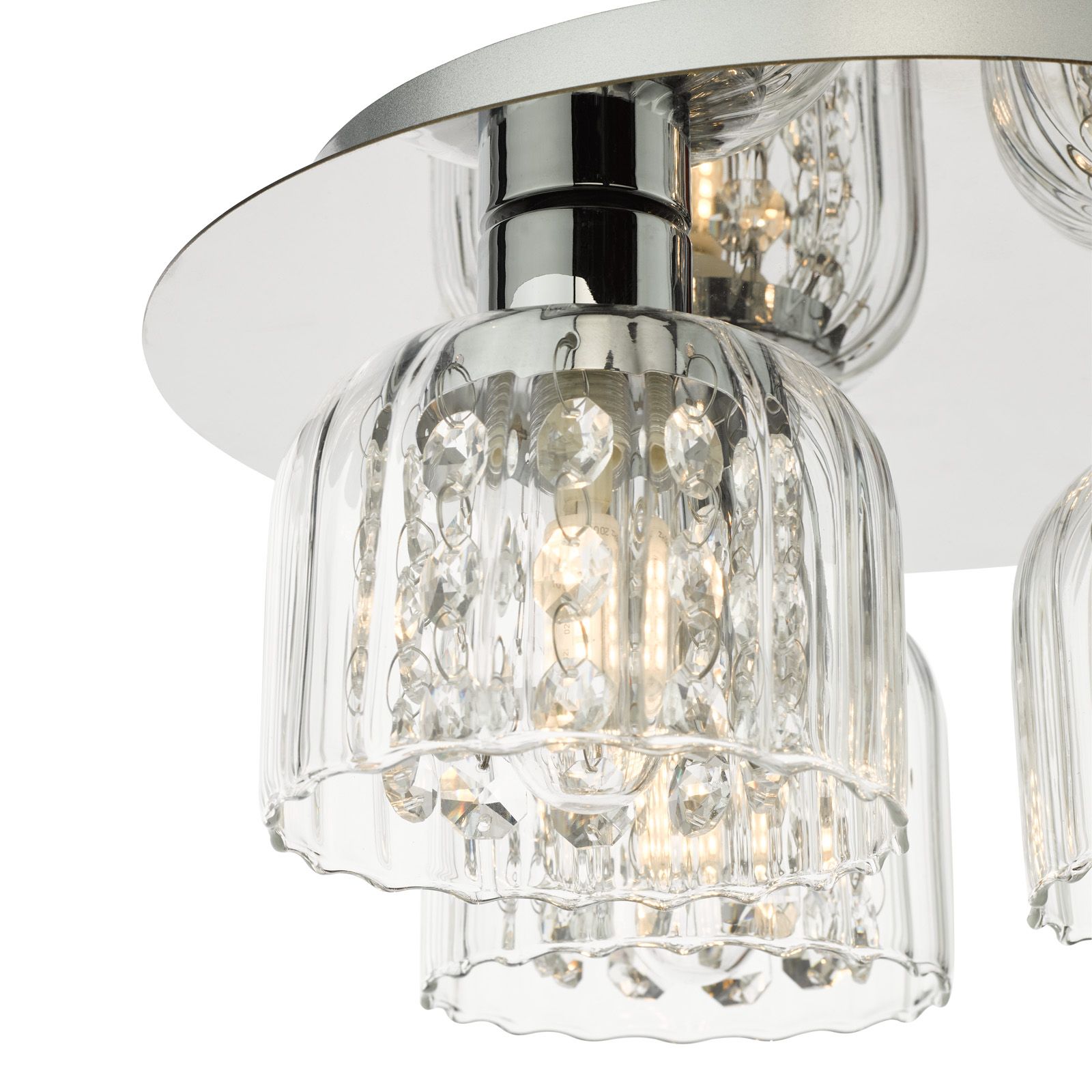 Forseti 3 Light Bathroom Flush Light IP44-  Polished Chrome and Glass