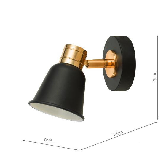 Fry Single Wall Spotlight - Black & Rose Gold