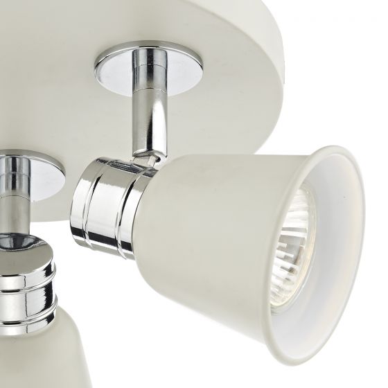 Fry 3Lt Plate Spotlight - Cream Polished Chrome/Black & Rose Gold