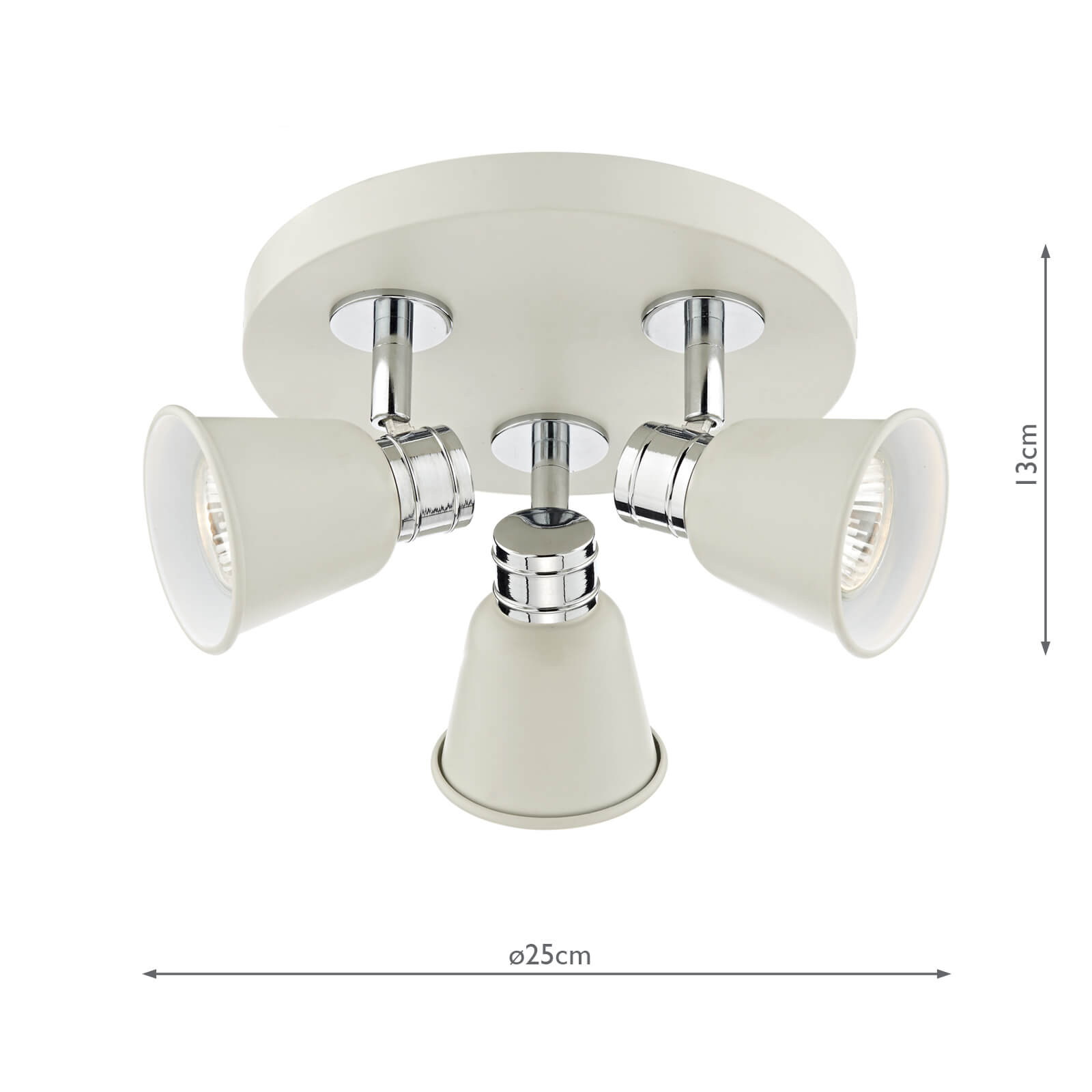 Fry 3Lt Plate Spotlight - Cream Polished Chrome/Black & Rose Gold