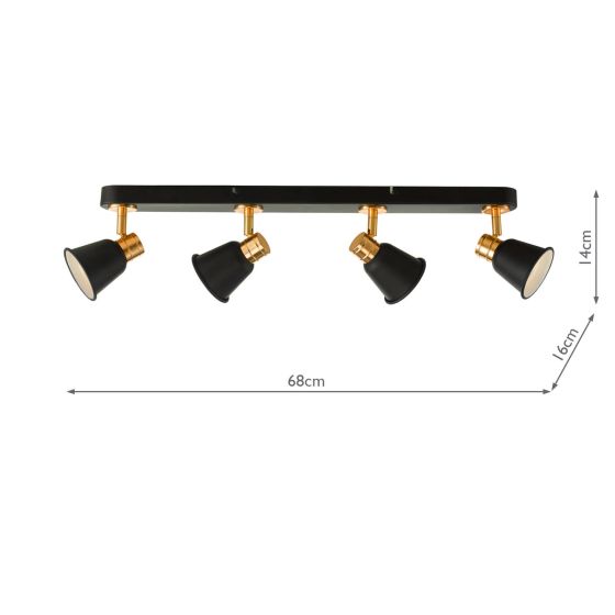 Fry 4Lt Bar Spotlight Black & Rose Gold