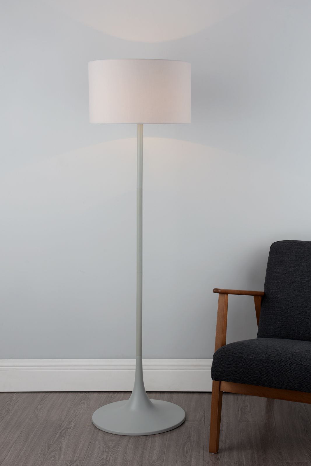 Funchal Floor Lamp Grey With Shade E27