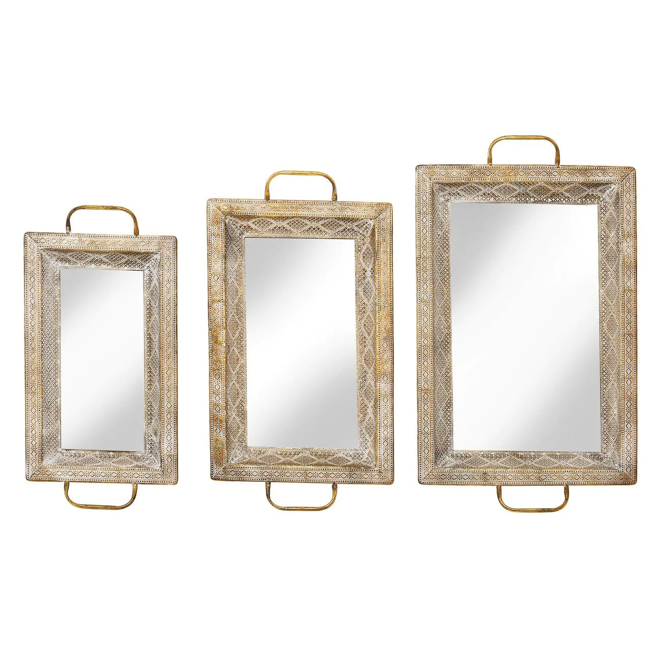 Latifa Tray Set of 3 - Mirrored Finish