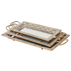 Latifa Tray Set of 3 - Mirrored Finish