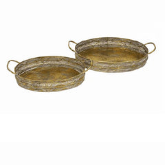 Copley Metal Trays (Set of 2) - Antique Gold Finish