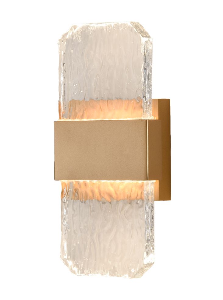 Glacial 2Lt LED IP54 Wall Lamp - Brass