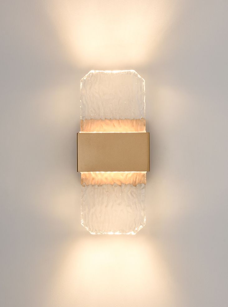 Glacial 2Lt LED IP54 Wall Lamp - Brass