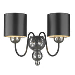 Garbo Double Wall Bracket Pewter complete with Black Polished Pewter/Polished Bronze