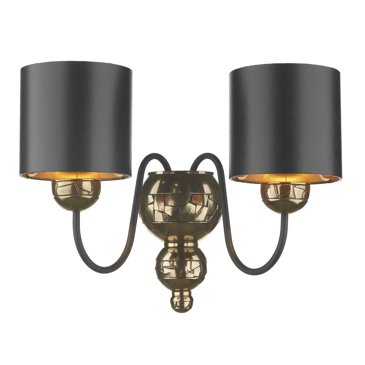 Garbo Double Wall Bracket Pewter complete with Black Polished Pewter/Polished Bronze