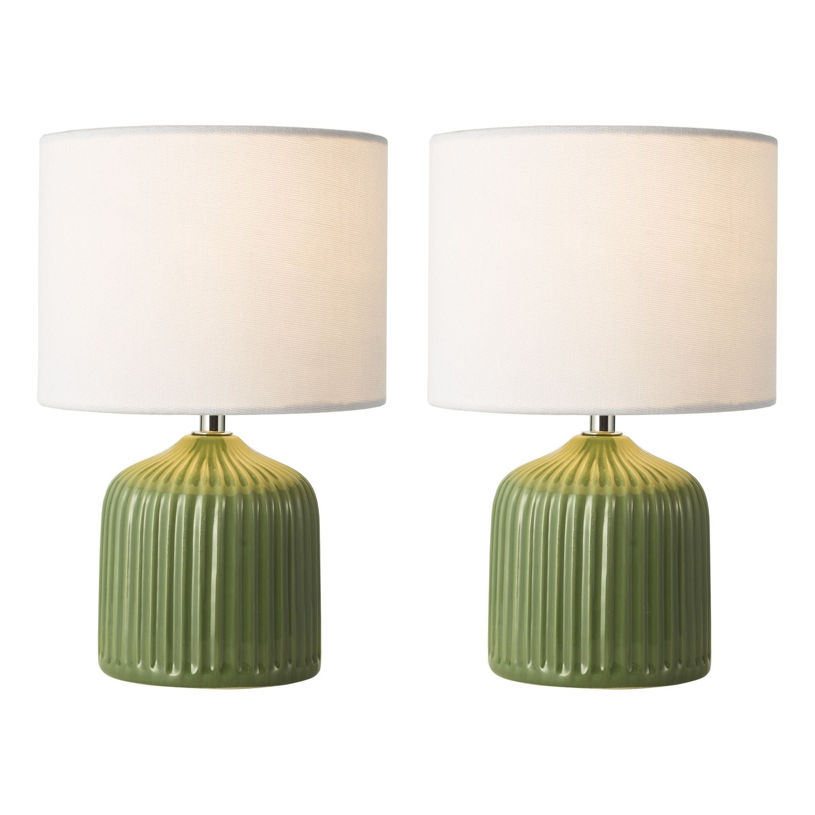 Gigi Twin Pack Table Lamp- Green/ Cream With Shades