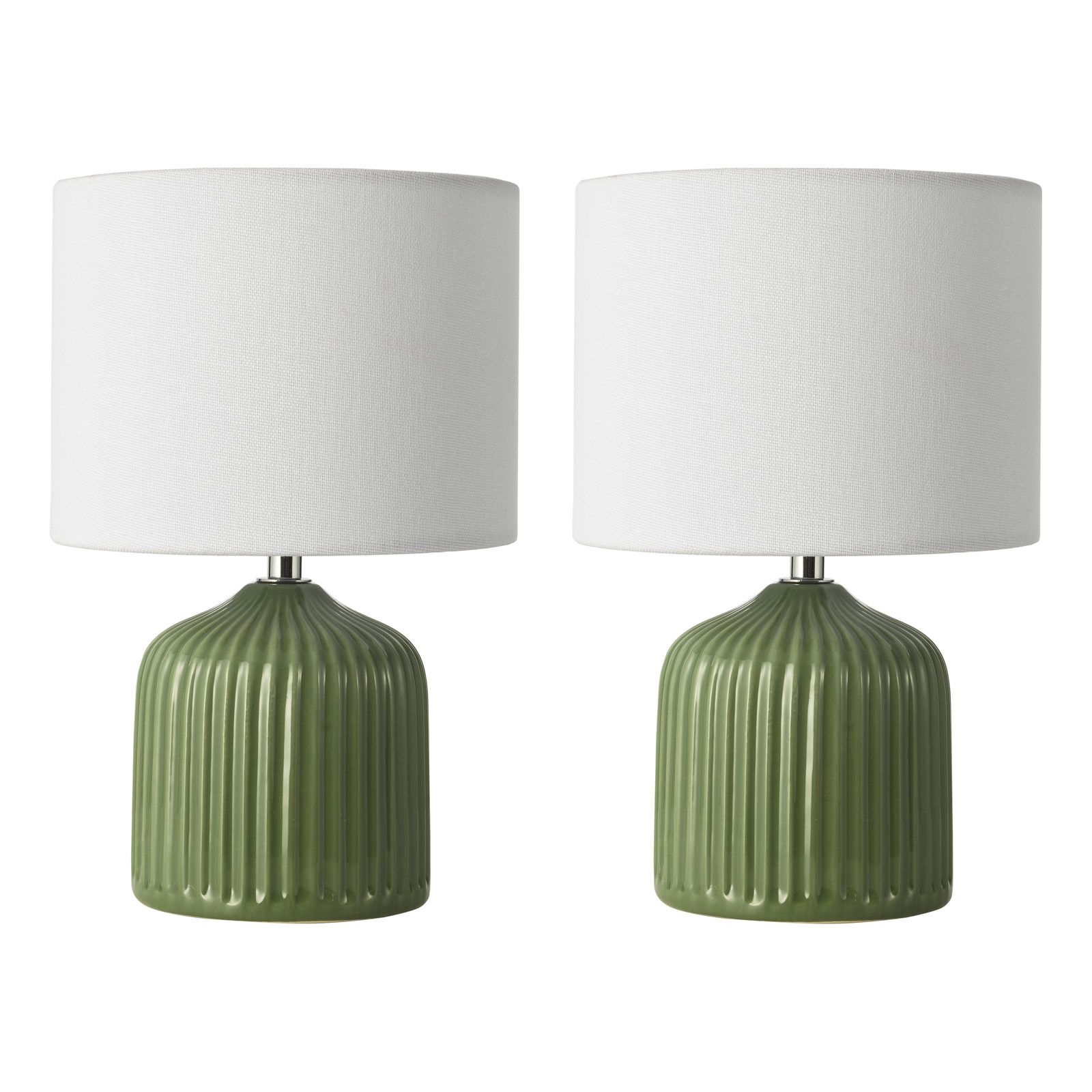Gigi Twin Pack Table Lamp- Green/ Cream With Shades
